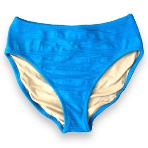 Vintage Blue Ribbed High Waist Bikini Bottom